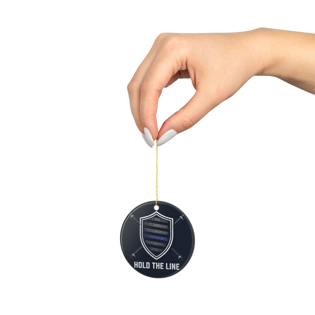 HOLD THE LINE Thin Blue Line — Ceramic Circle Ornament