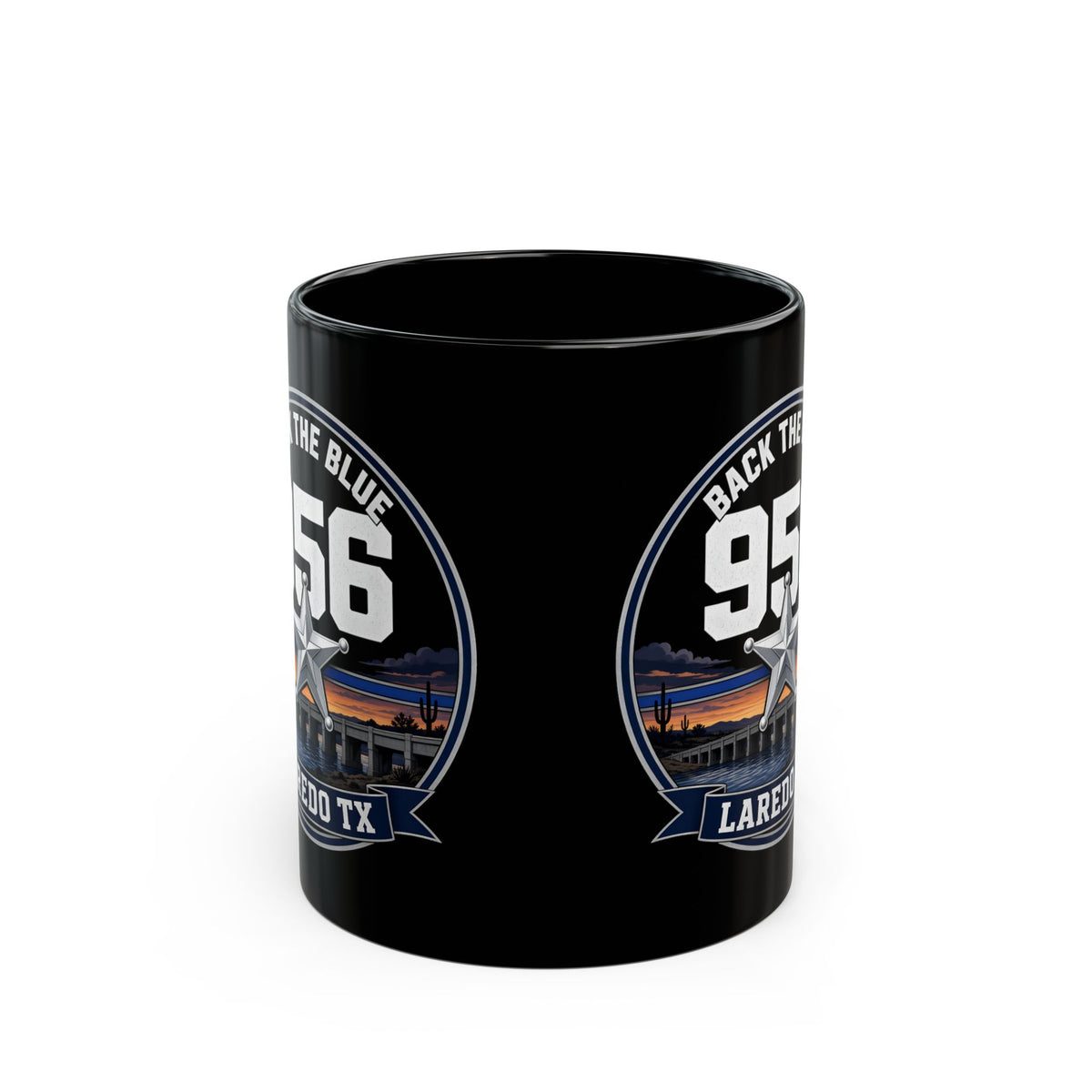 956 BACK THE BLUE Laredo TX — Black Mug