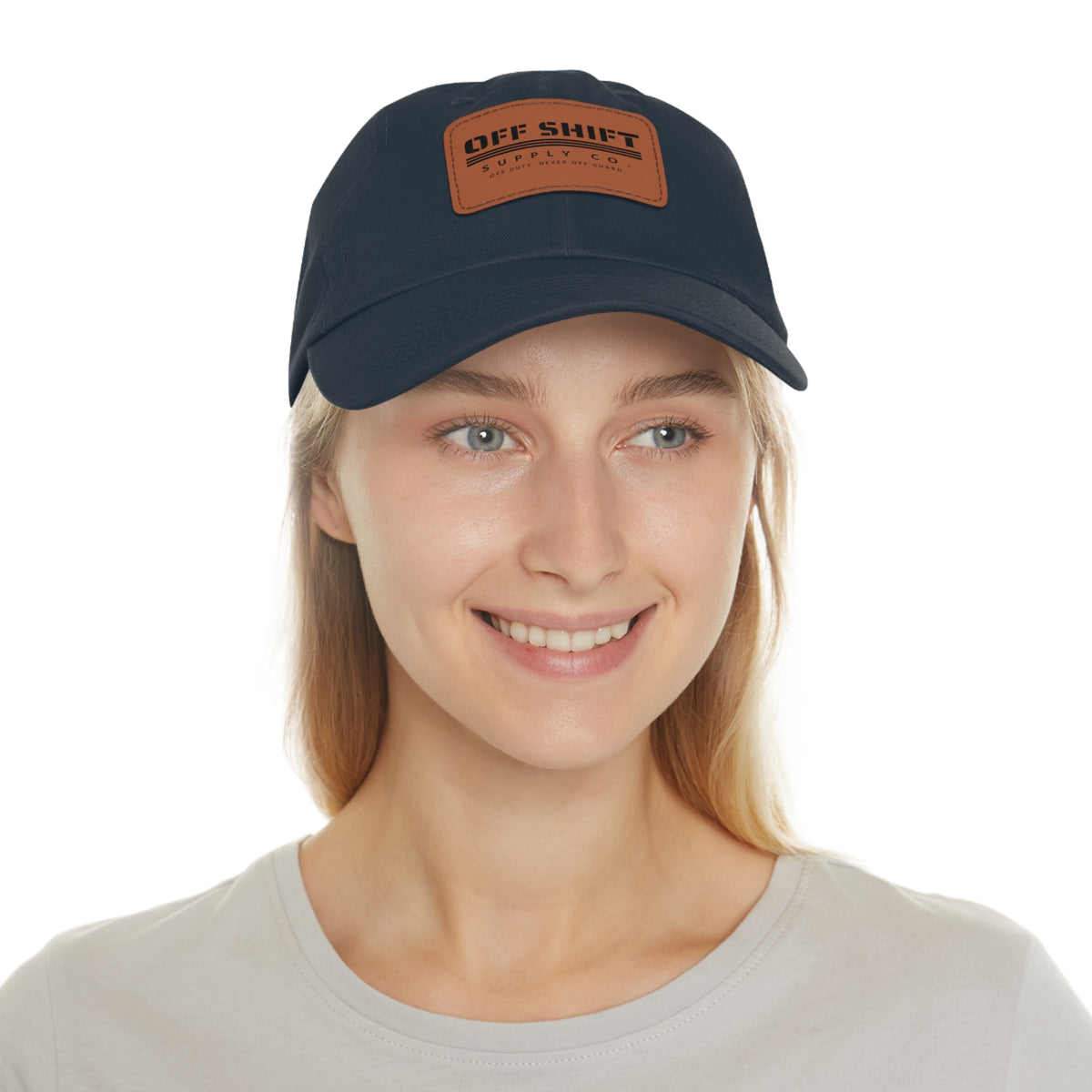 OFF SHIFT — Leather Patch Dad Hat