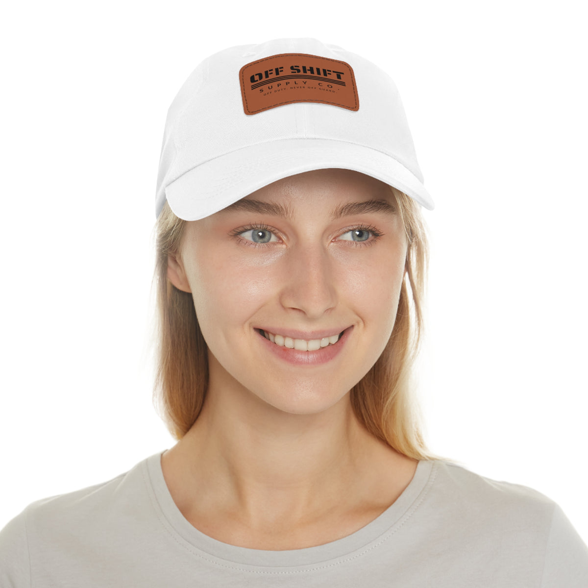OFF SHIFT — Leather Patch Dad Hat