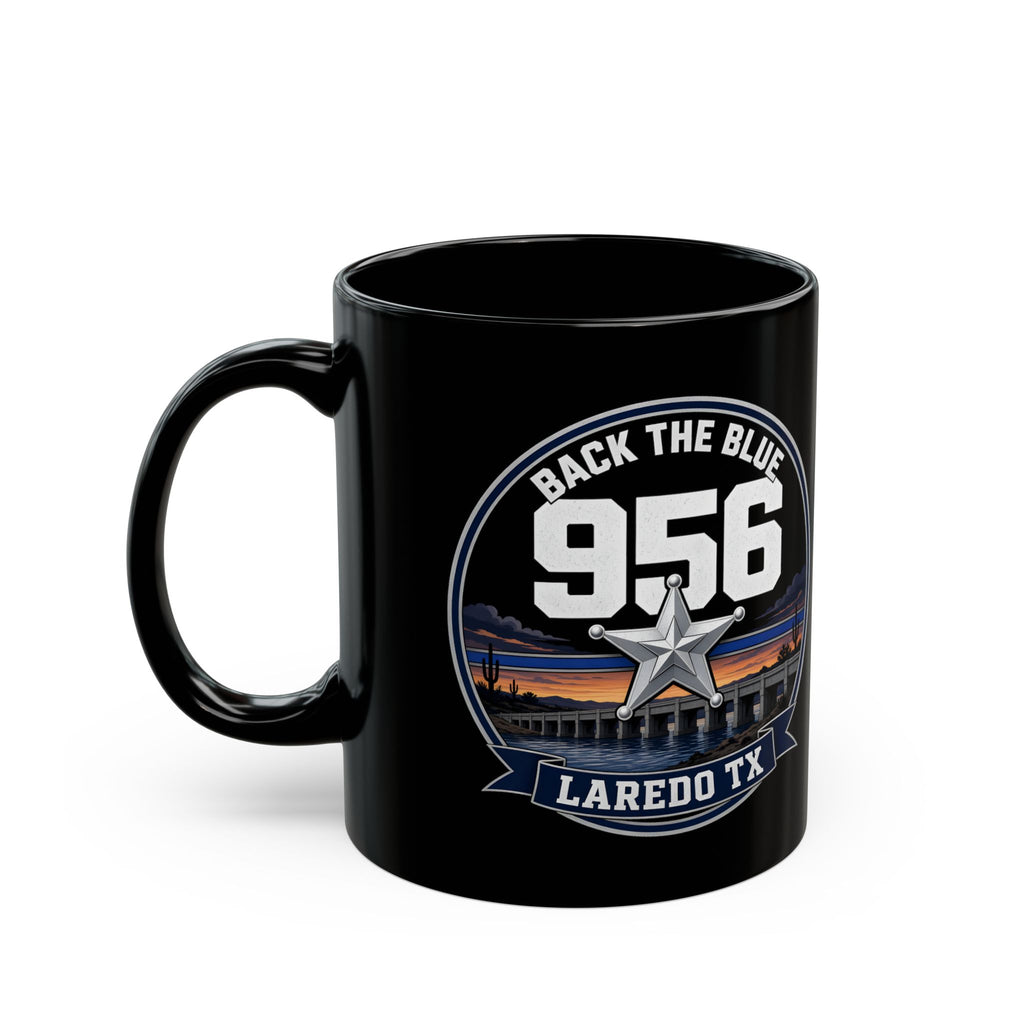 956 BACK THE BLUE Laredo TX — Black Mug