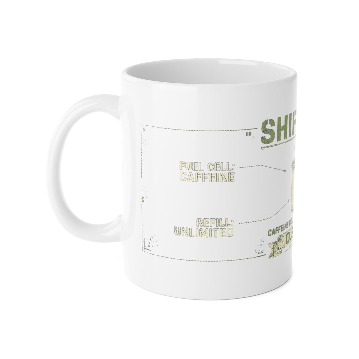 SHIFT FUEL — Mug drinkware by Off Shift Supply Co. – view 2