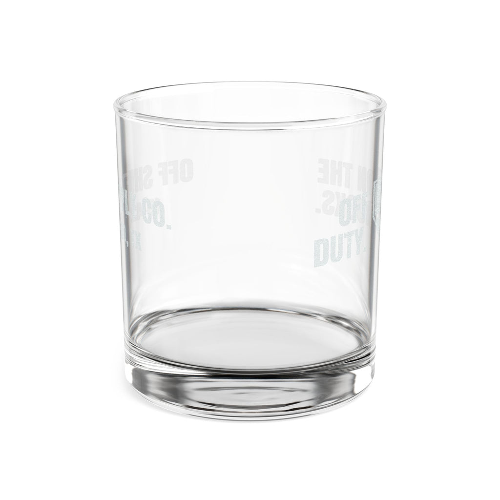 OFF DUTY. ON THE ROCKS. Engraved Rocks Glass by Off Shift Supply Co. – view 3