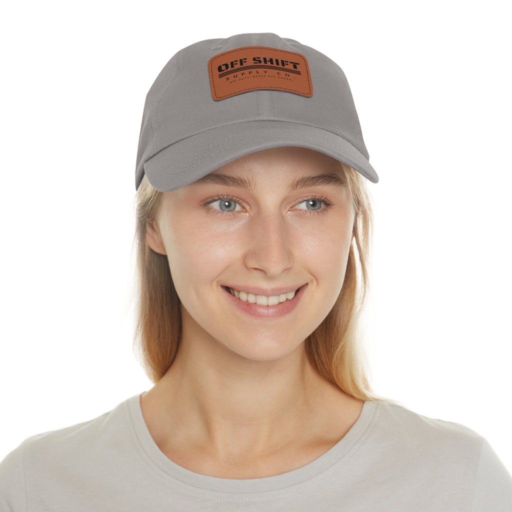 OFF SHIFT — Leather Patch Dad Hat