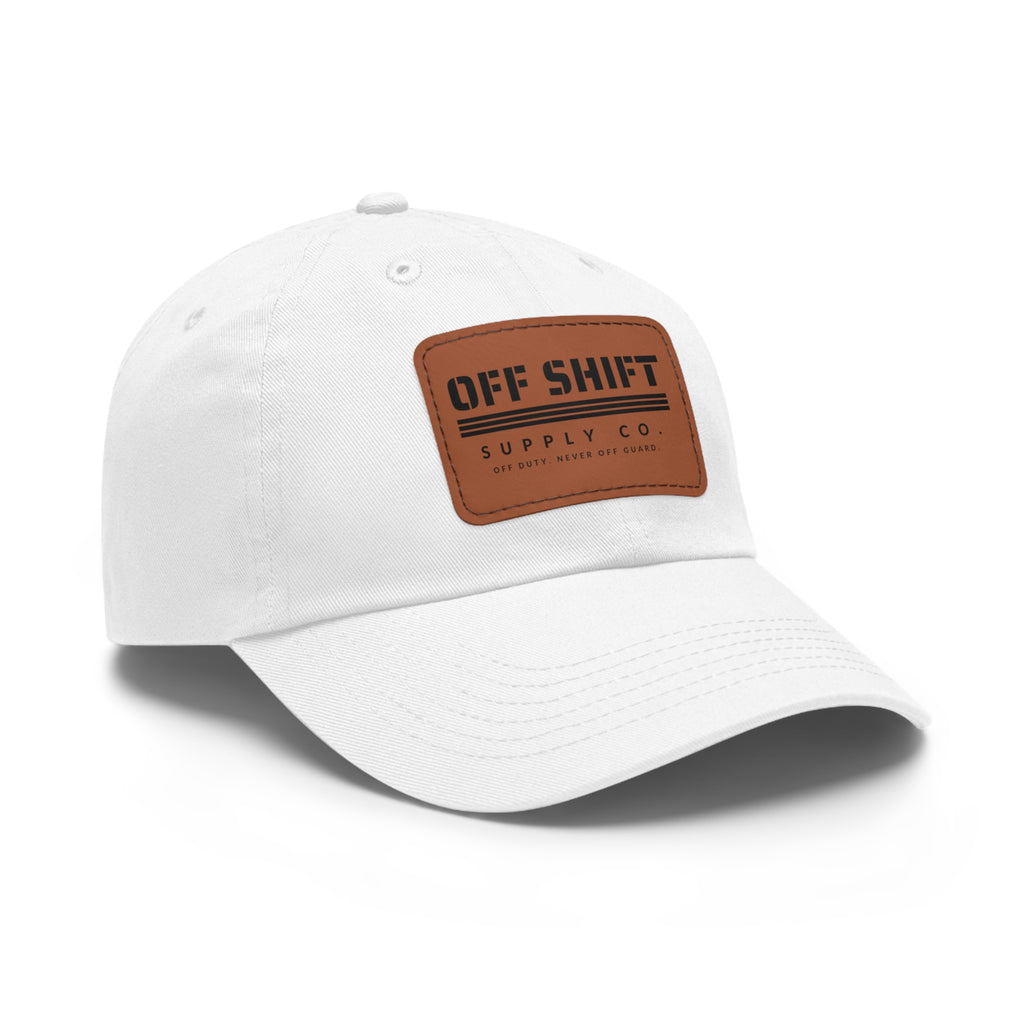 OFF SHIFT — Leather Patch Dad Hat