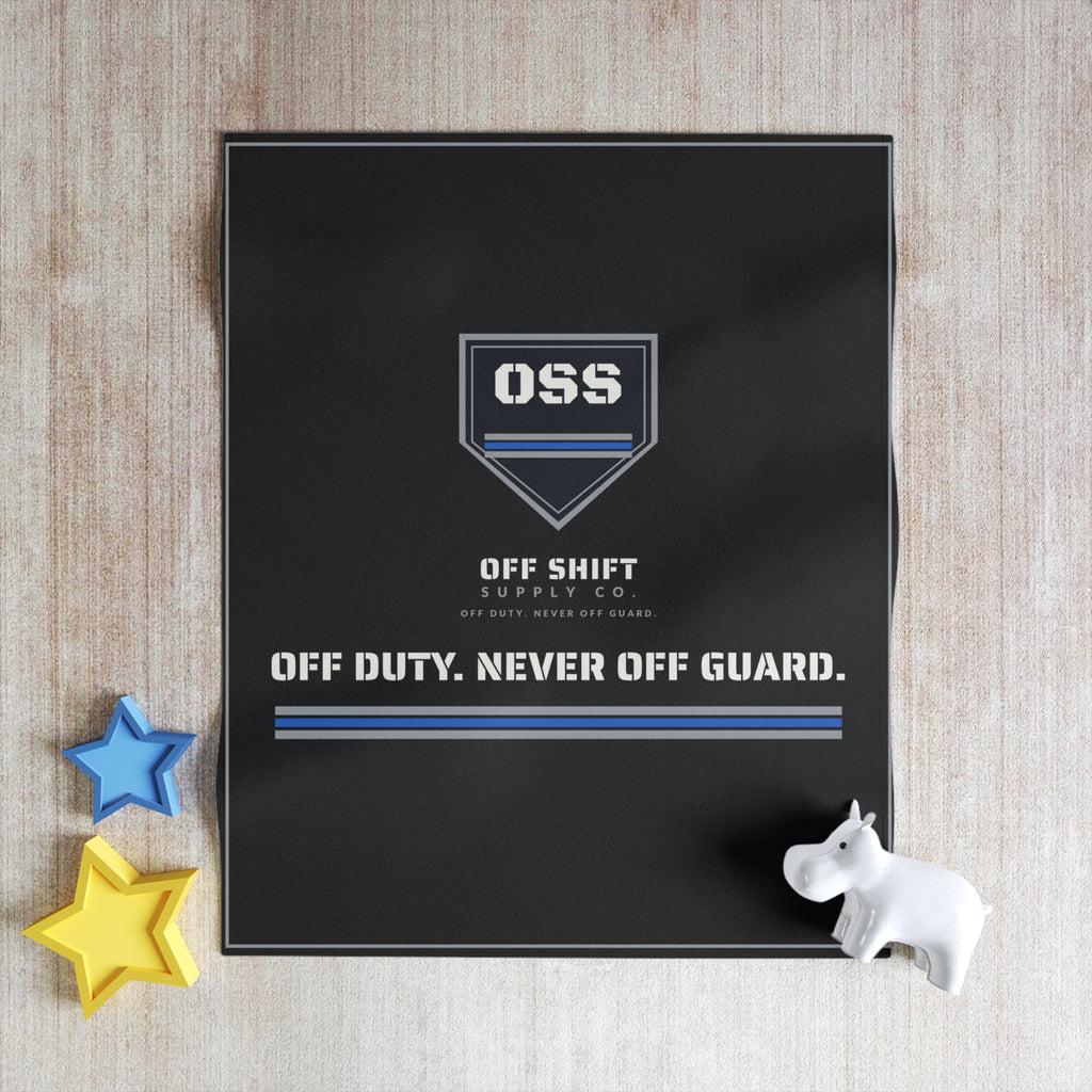 OFF DUTY. NEVER OFF GUARD. — Shield Throw Blanket