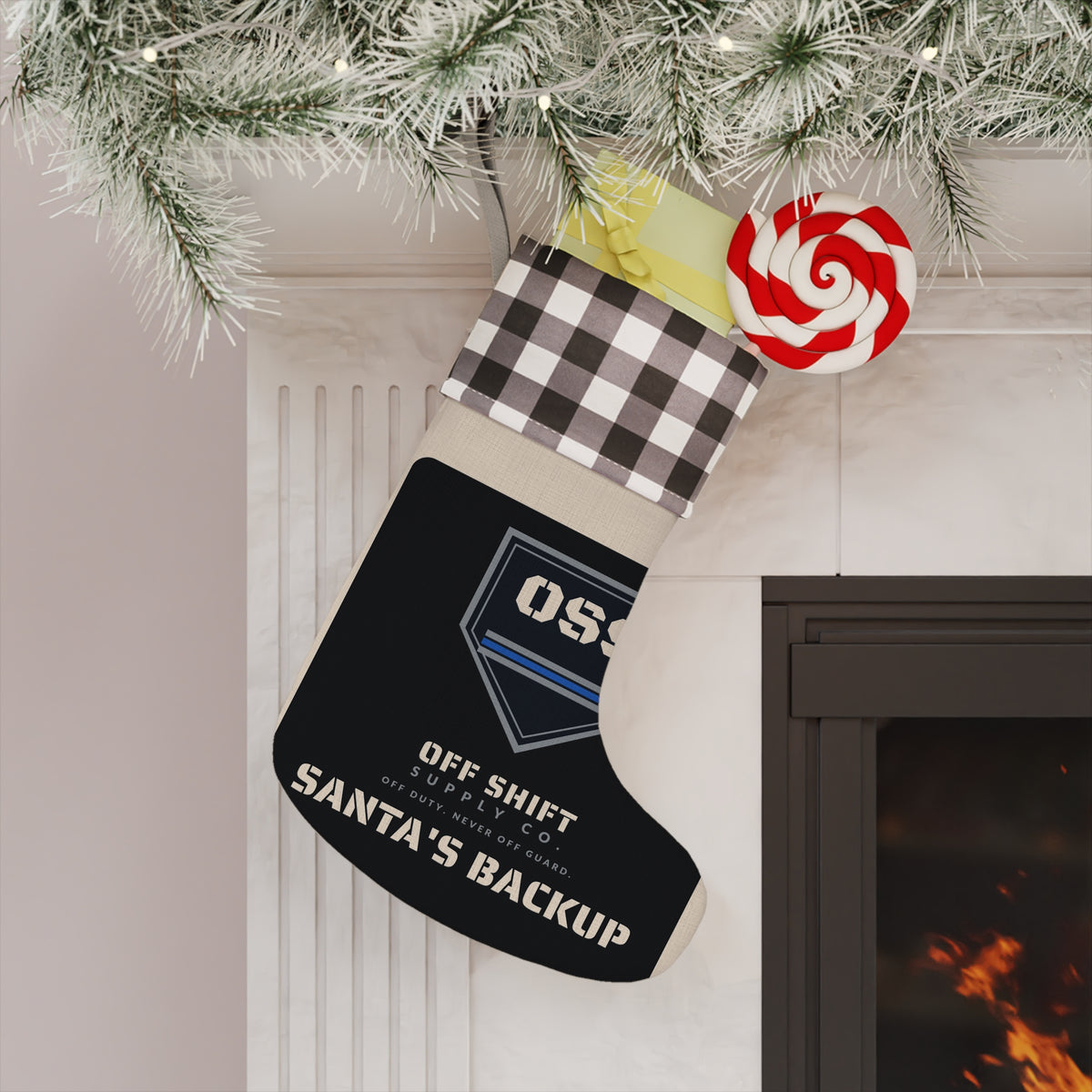 SANTA'S BACKUP — O.S.S. Shield Christmas Stocking