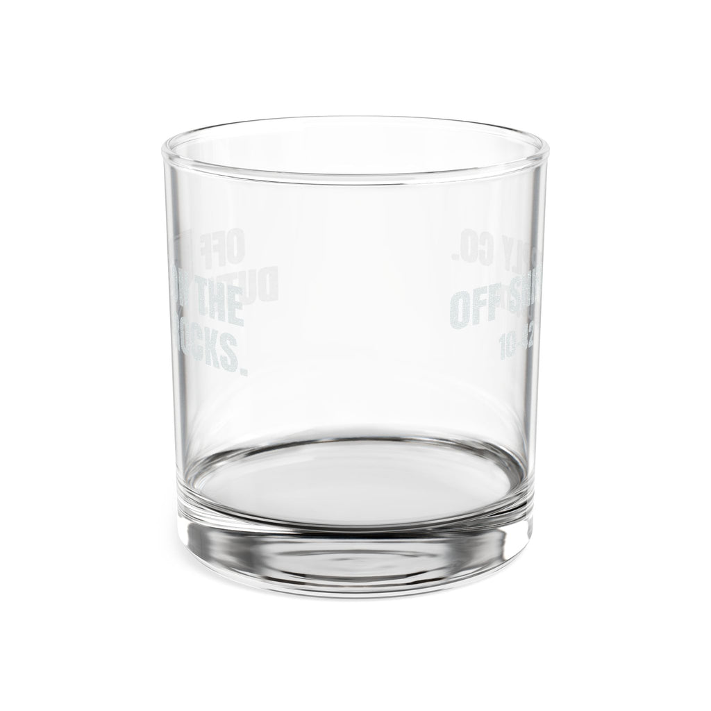 OFF DUTY. ON THE ROCKS. Engraved Rocks Glass by Off Shift Supply Co. – view 4