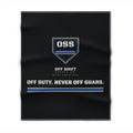 OFF DUTY. NEVER OFF GUARD. — Shield Throw Blanket