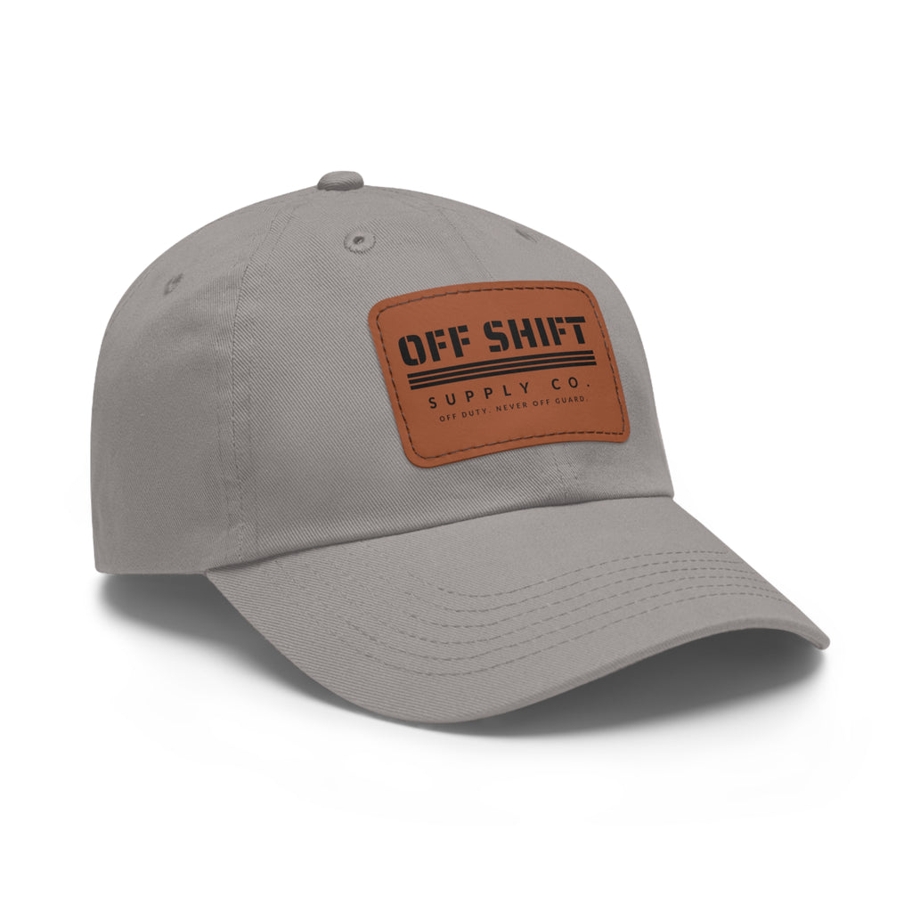 OFF SHIFT — Leather Patch Dad Hat