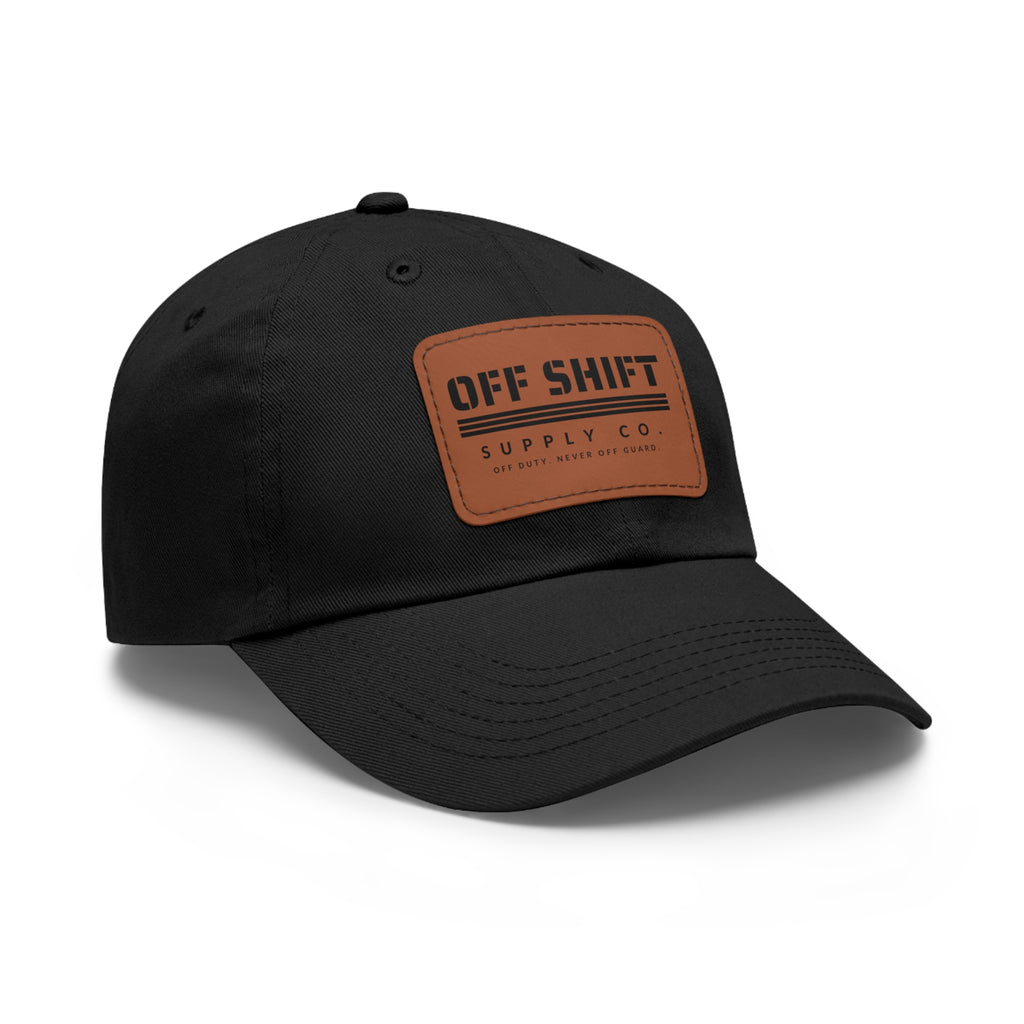 OFF SHIFT — Leather Patch Dad Hat