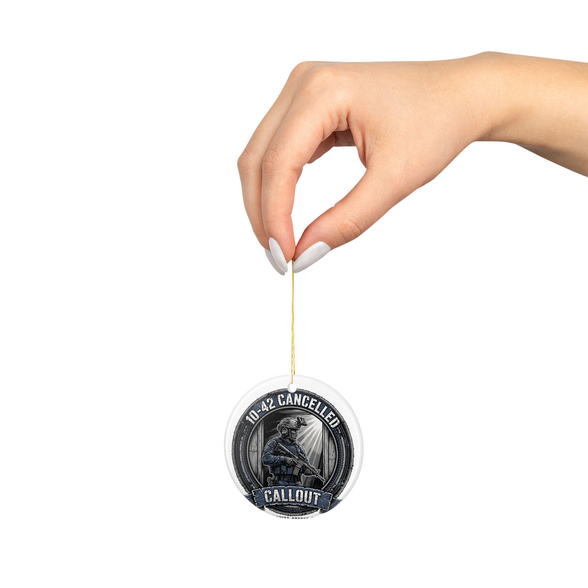 SWAT "10-42 Cancelled" — Ceramic Circle Ornament