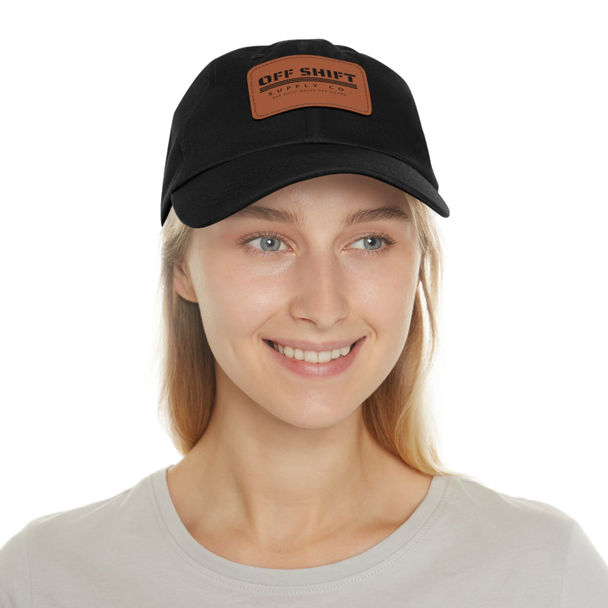 OFF SHIFT — Leather Patch Dad Hat