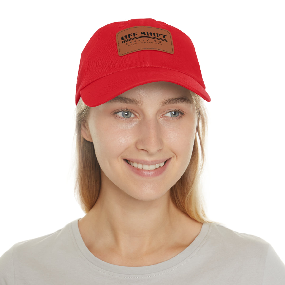 OFF SHIFT — Leather Patch Dad Hat