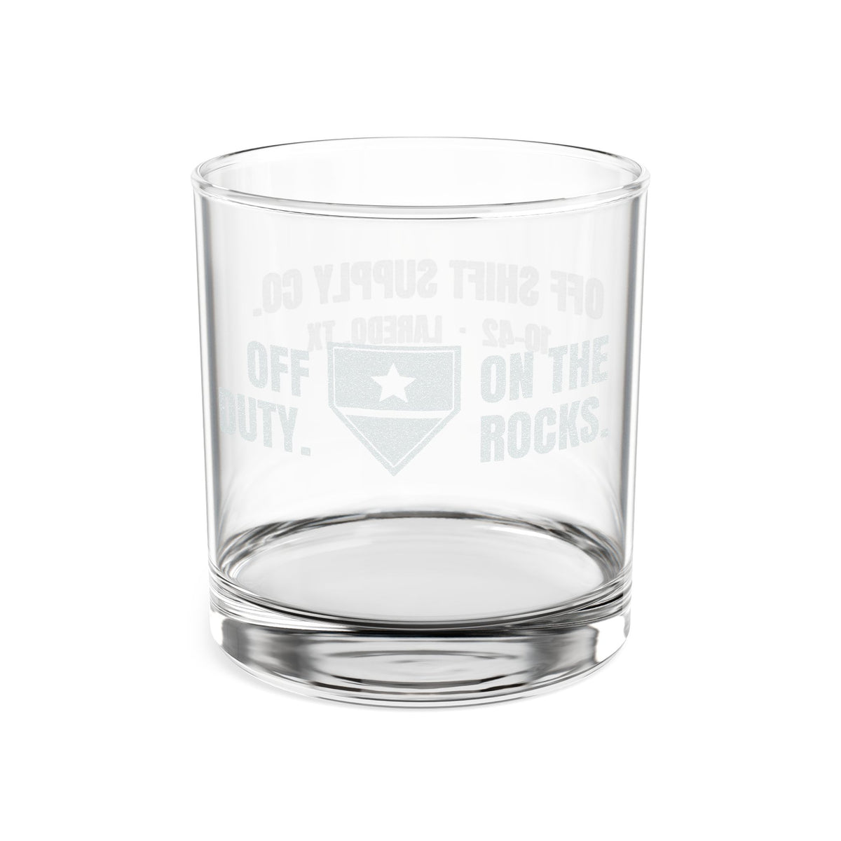 OFF DUTY. ON THE ROCKS. Engraved Rocks Glass by Off Shift Supply Co.