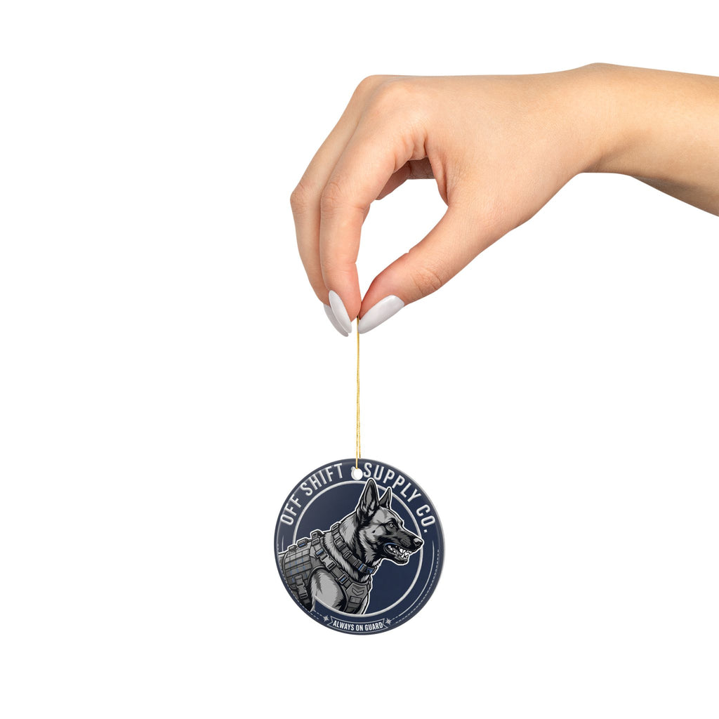 K9 "Always on Guard" — Ceramic Circle Ornament