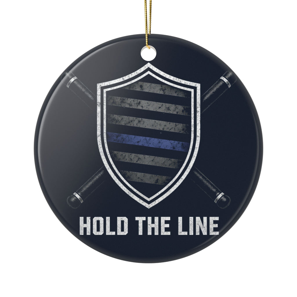 HOLD THE LINE Thin Blue Line — Ceramic Circle Ornament