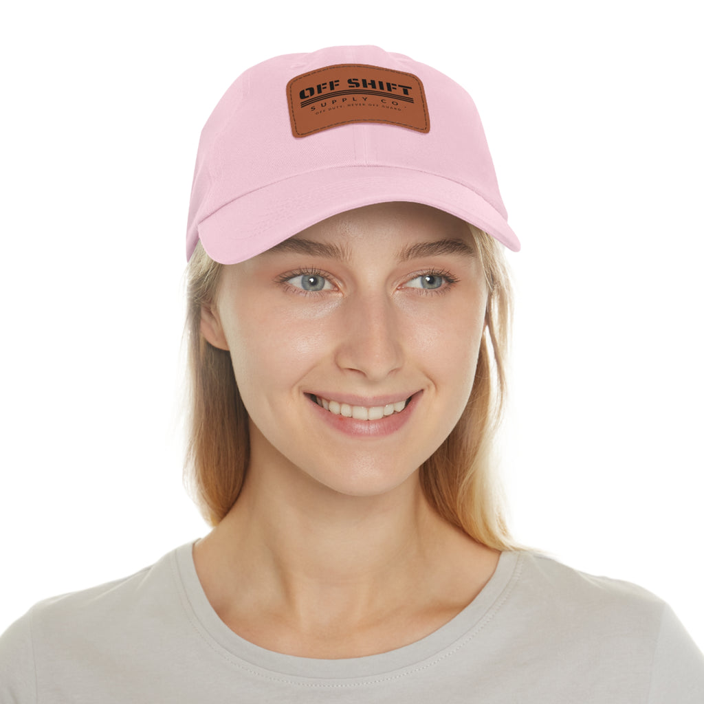 OFF SHIFT — Leather Patch Dad Hat